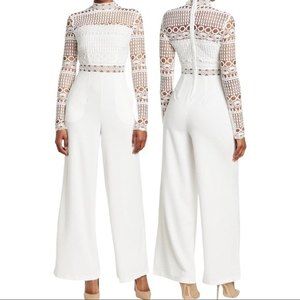 Love By Design White Lace Sheer Jumpsuit Extra Small